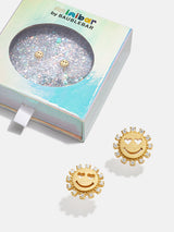 BaubleBar Don't Worry, Be Happy 18K Gold Kids' Earrings - 18K Gold Plated Sterling Silver