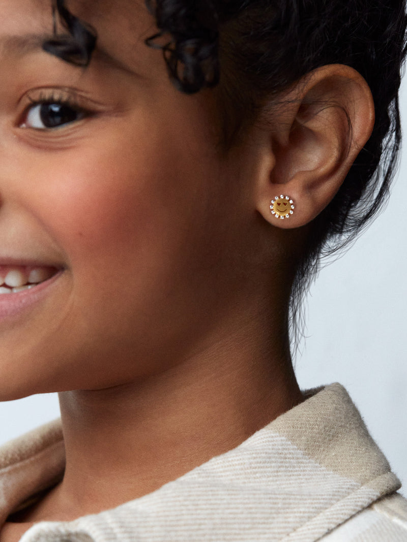 BaubleBar Don't Worry, Be Happy 18K Gold Kids' Earrings - 18K Gold Plated Sterling Silver