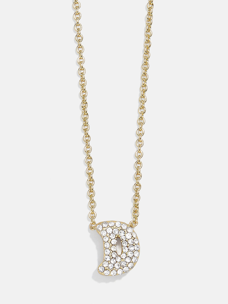 BaubleBar D - Gold chain with pavé bubble letter pendant
