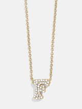 BaubleBar F - Gold chain with pavé bubble letter pendant