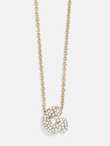 BaubleBar G - Gold chain with pavé bubble letter pendant