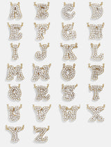 BaubleBar Retro Pavé Initial Necklace - Gold chain with pavé bubble letter pendant