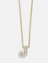 BaubleBar J - Gold chain with pavé bubble letter pendant