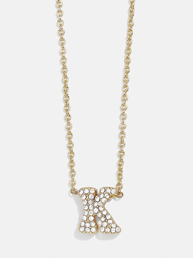 BaubleBar K - Gold chain with pavé bubble letter pendant