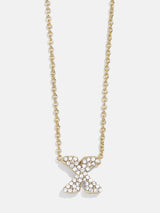 BaubleBar X - Gold chain with pavé bubble letter pendant