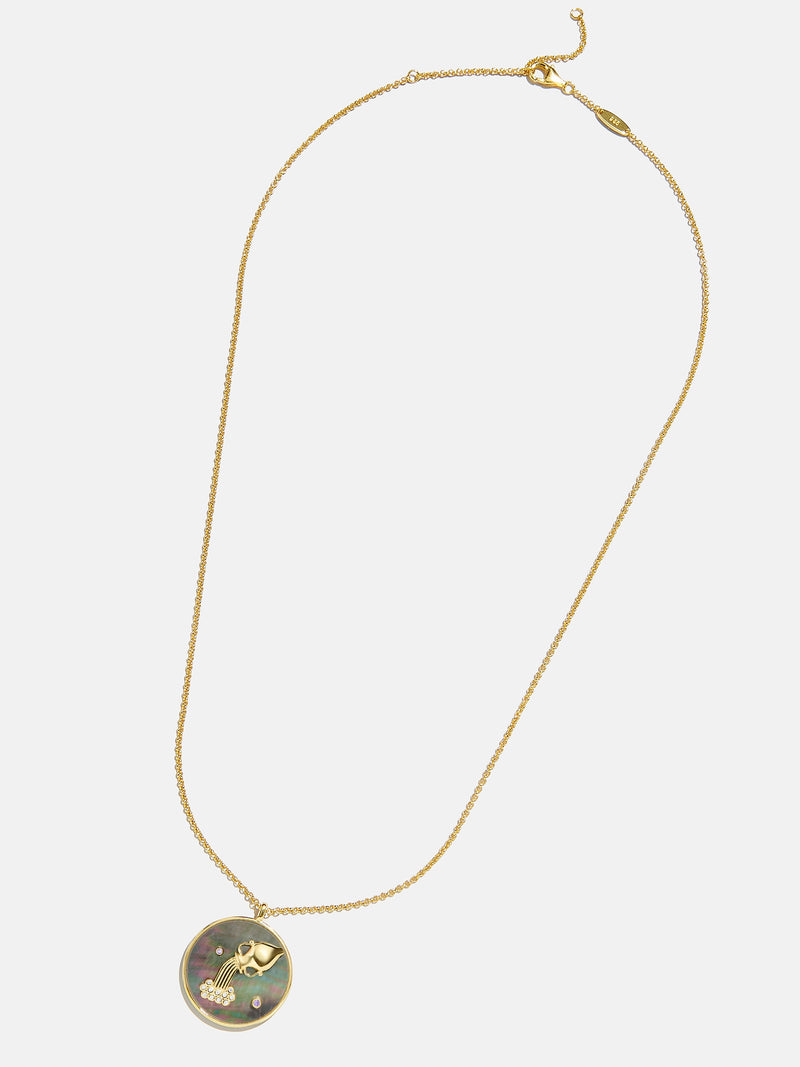 BaubleBar Zodiac 18K Gold Medallion Necklace - 
    Reversible, Mother of Pearl and 18K Gold Plated Sterling Silver
  
