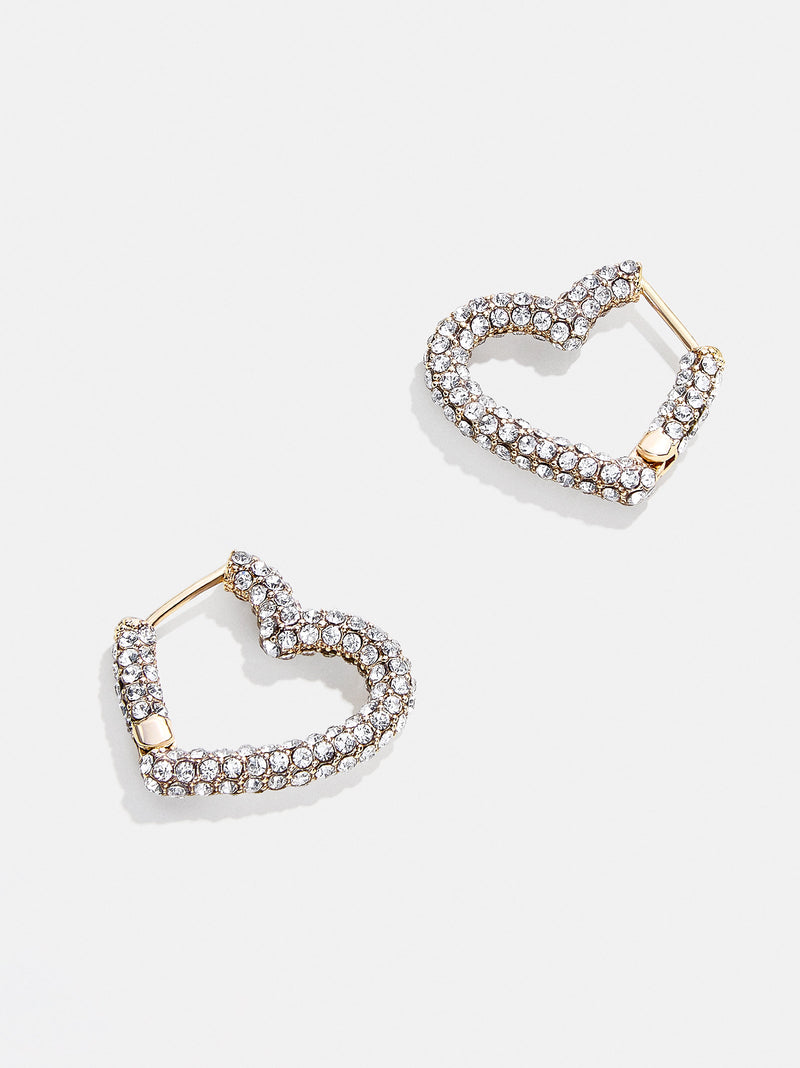 BaubleBar Velma Earrings - Clear - Crystal heart hoop earrings