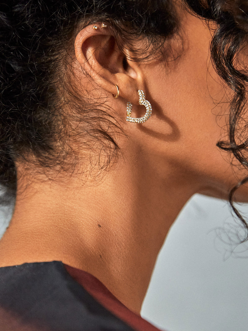 BaubleBar Velma Earrings - Clear - 
    Crystal heart hoop earrings
  
