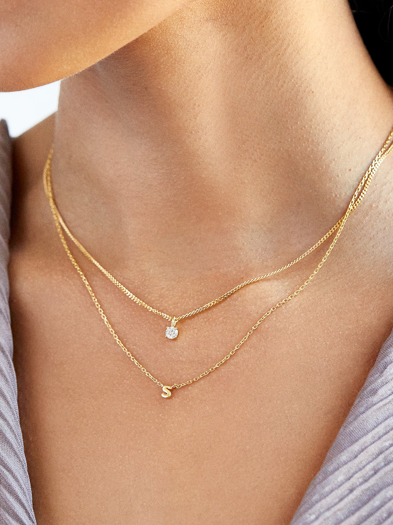 BaubleBar 18K Gold Mini Initial Necklace - Gold - 
    18K Gold Plated Sterling Silver
  
