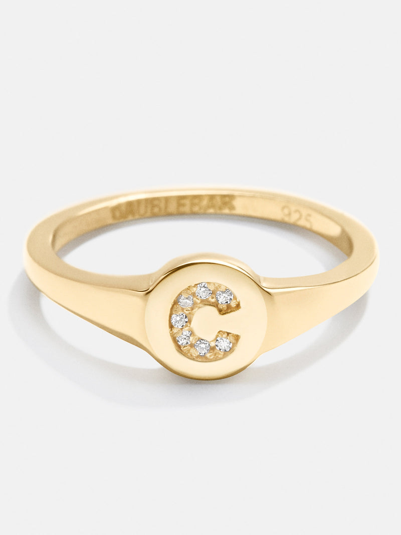 BaubleBar 18K Gold Single Initial Signet Ring - Single Letter - Enjoy 20% off custom gifts