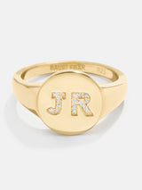 BaubleBar 18K Gold Double Initial Signet Ring - Double Letter - Cyber Monday Ends Tonight: Enjoy 20% Off​