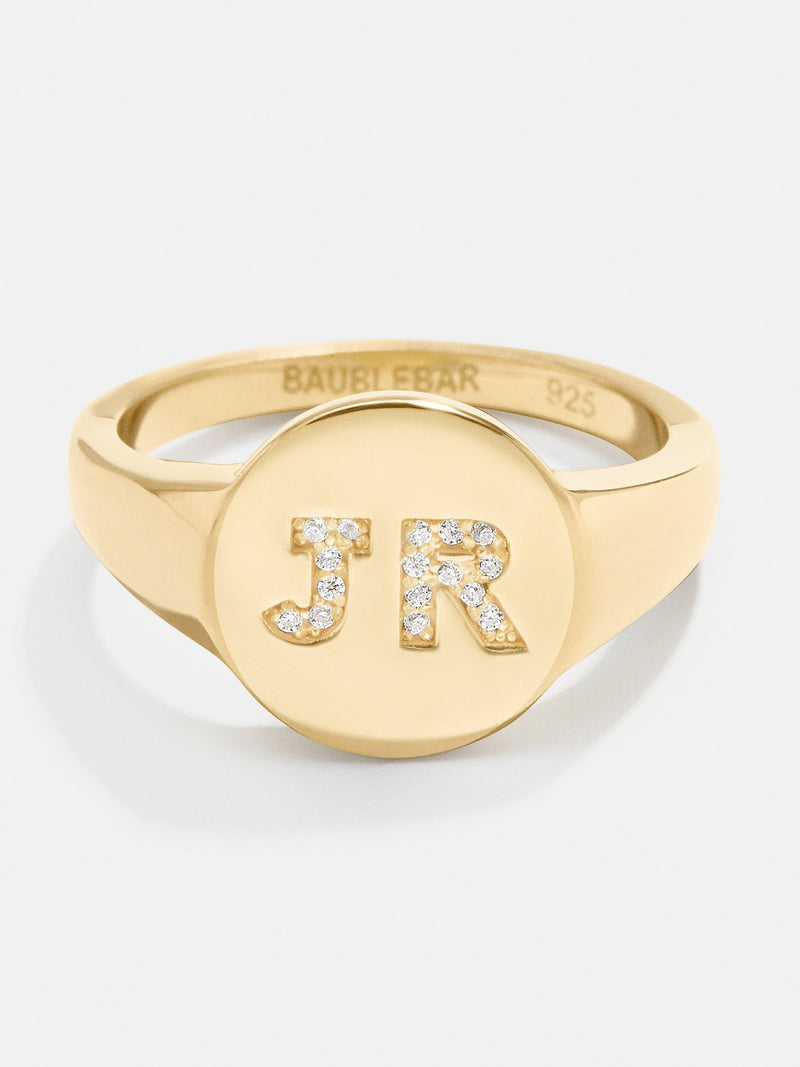 BaubleBar 18K Gold Double Initial Signet Ring - Double Letter - Cyber Monday Ends Tonight: Enjoy 20% Off​