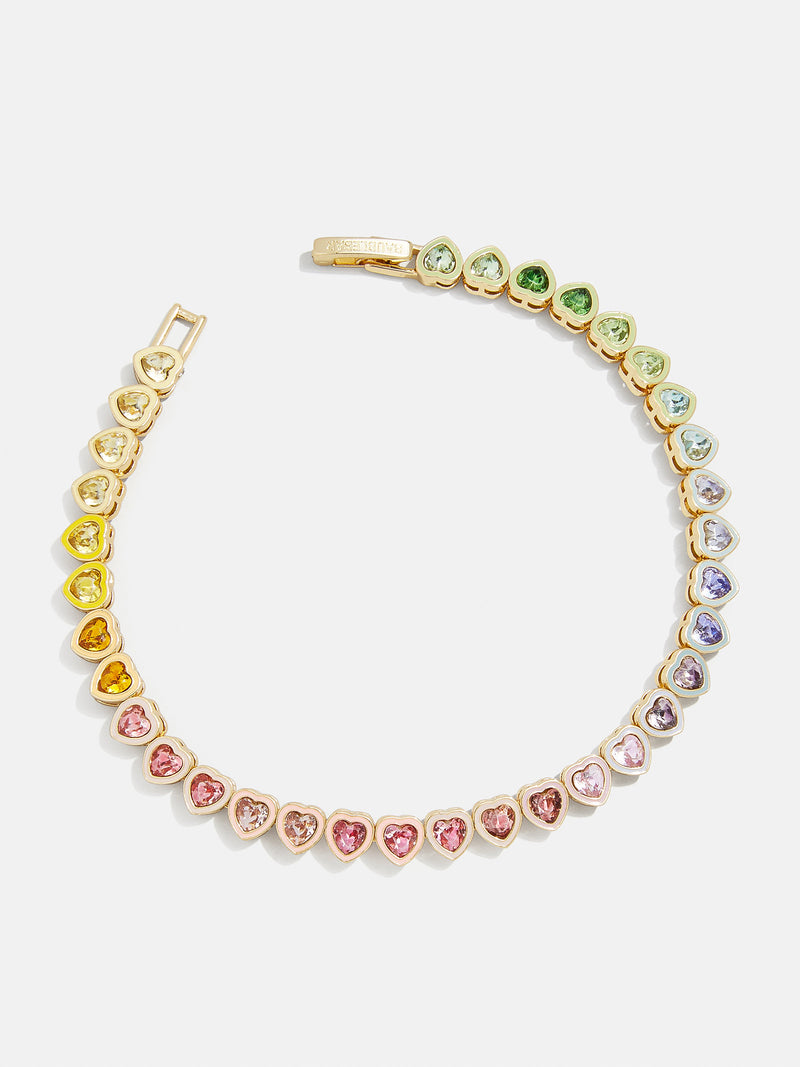 BaubleBar Kali Tennis Bracelet - Rainbow - Rainbow heart bracelet