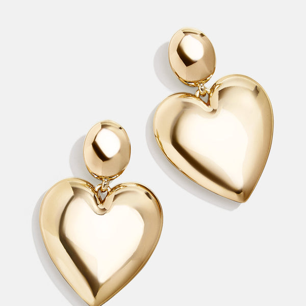 Baublebar Crystal Heart Stud Earrings in Clear/Gold