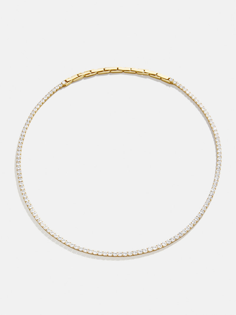 BaubleBar Bennett 18K Gold Adjustable Tennis Necklace - Gold/Pavé - 
    18K Gold Plated Sterling Silver, Cubic Zirconia stones
  
