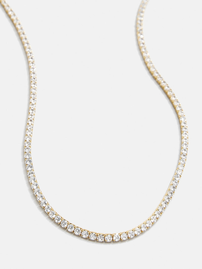 BaubleBar Bennett 18K Gold Adjustable Tennis Necklace - Gold/Pavé - 
    18K Gold Plated Sterling Silver, Cubic Zirconia stones
  
