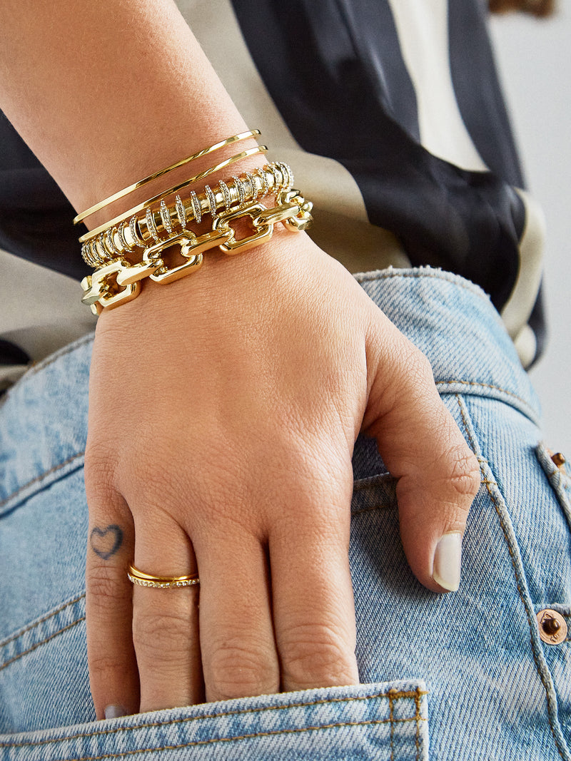 BaubleBar Mira Cuff Bracelet - Gold - Gold paperclip chain cuff bracelet