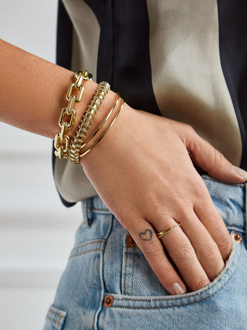 BaubleBar Mira Cuff Bracelet - Gold - Gold paperclip chain cuff bracelet