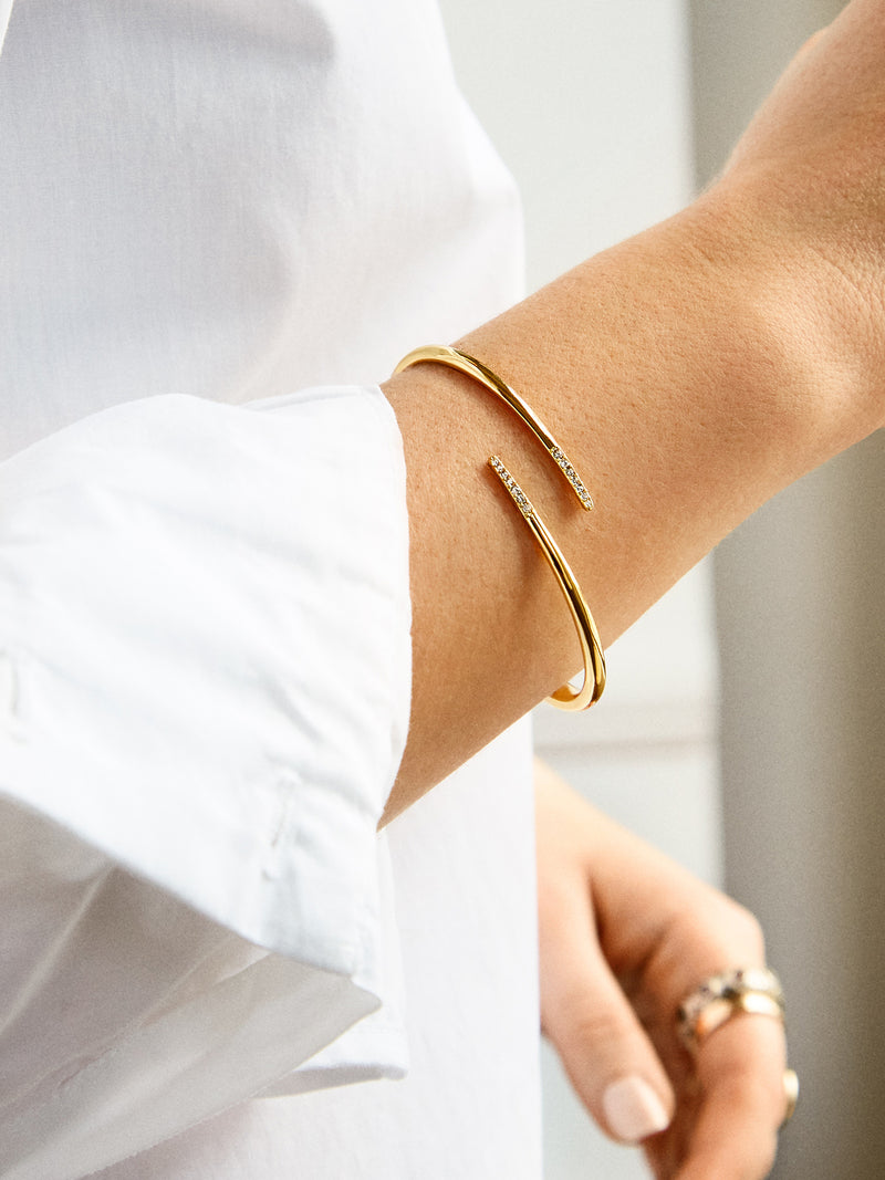 BaubleBar Melissa Cuff Bracelet - Gold/Pavé - Gold - Gold and crystal cuff bracelet