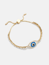 BaubleBar Aini Tennis Bracelet - Evil eye pull-tie bracelet