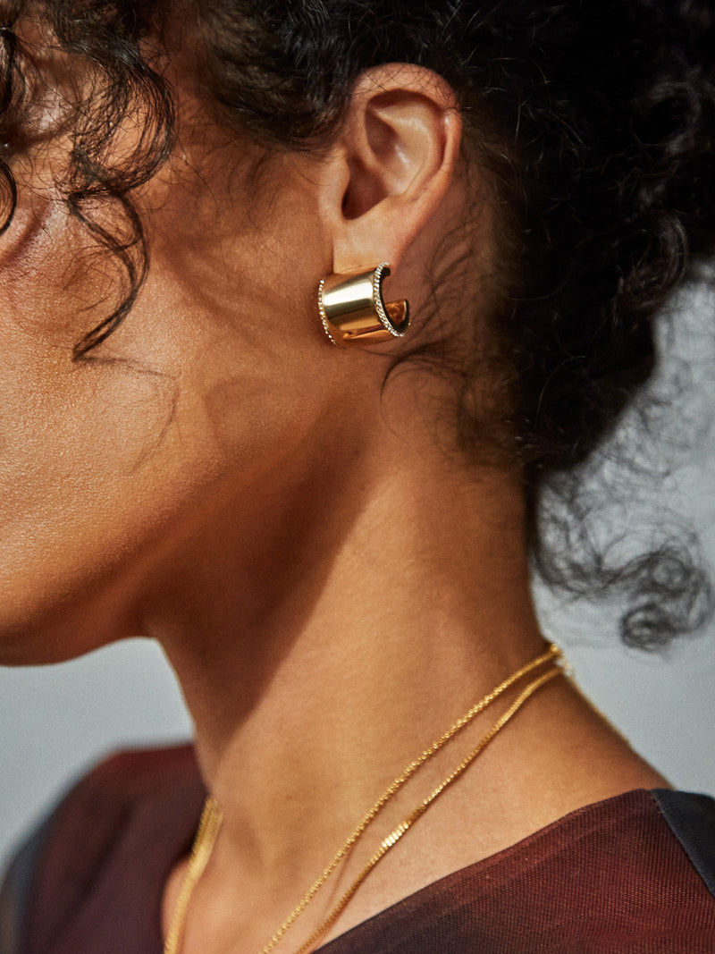 BaubleBar Ellie Earrings - Chunky gold and crystal hoop earrings
