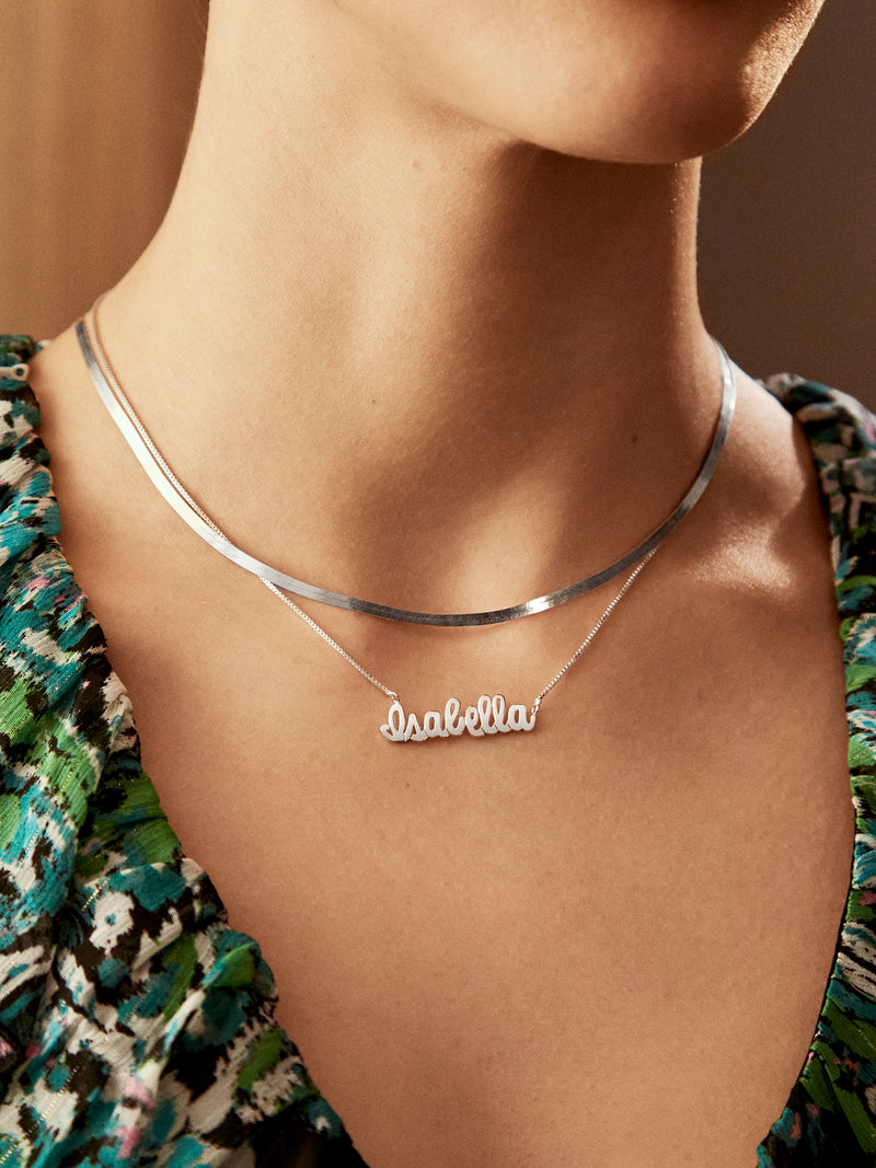 BaubleBar Sterling Silver Box Chain Custom Nameplate Necklace - Silver - 
    Enjoy 20% off - This Week Only
  
