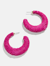 BaubleBar Callie Earrings - Hot Pink - Beaded hoop earrings