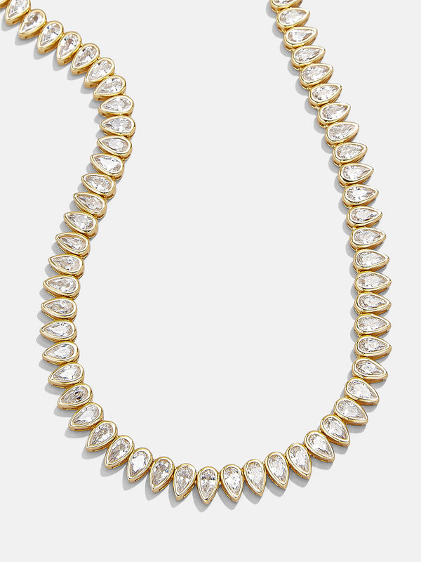 Julia 18K Gold Adjustable Tennis Necklace - Clear/Gold