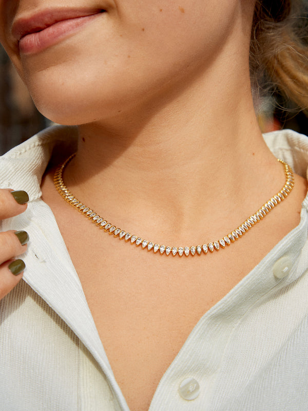 Julia 18K Gold Adjustable Tennis Necklace