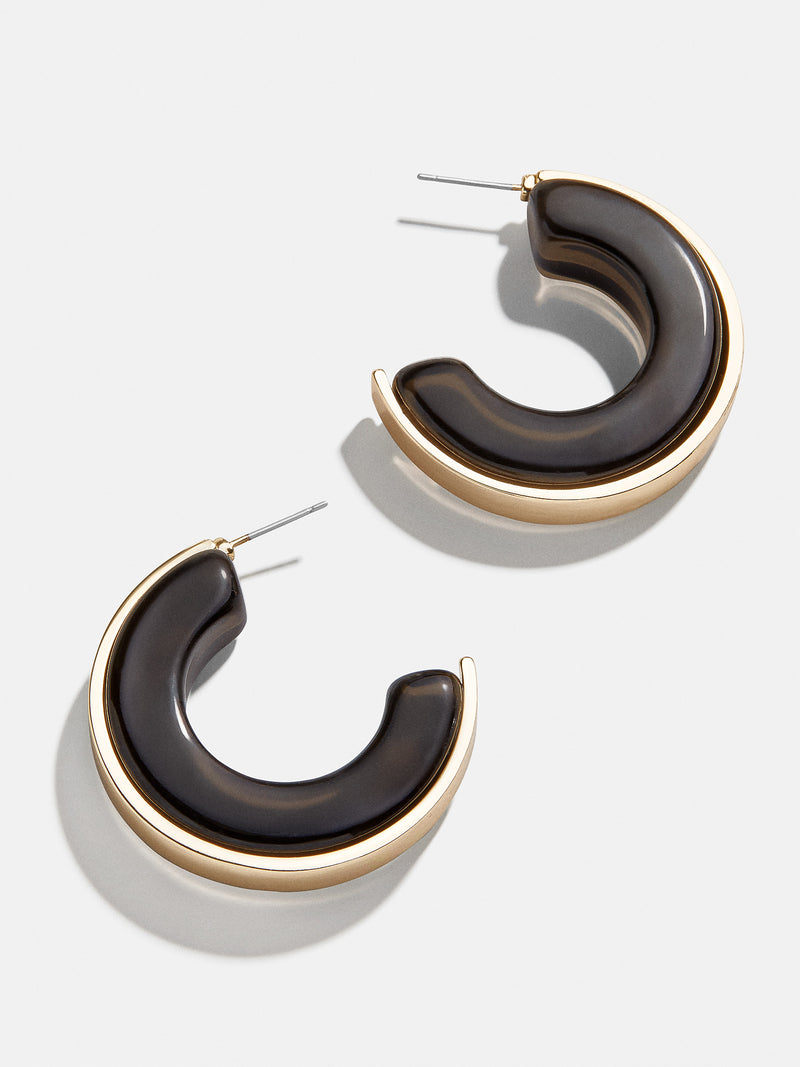 BaubleBar Black - 
    Gold and resin hoop earrings
  
