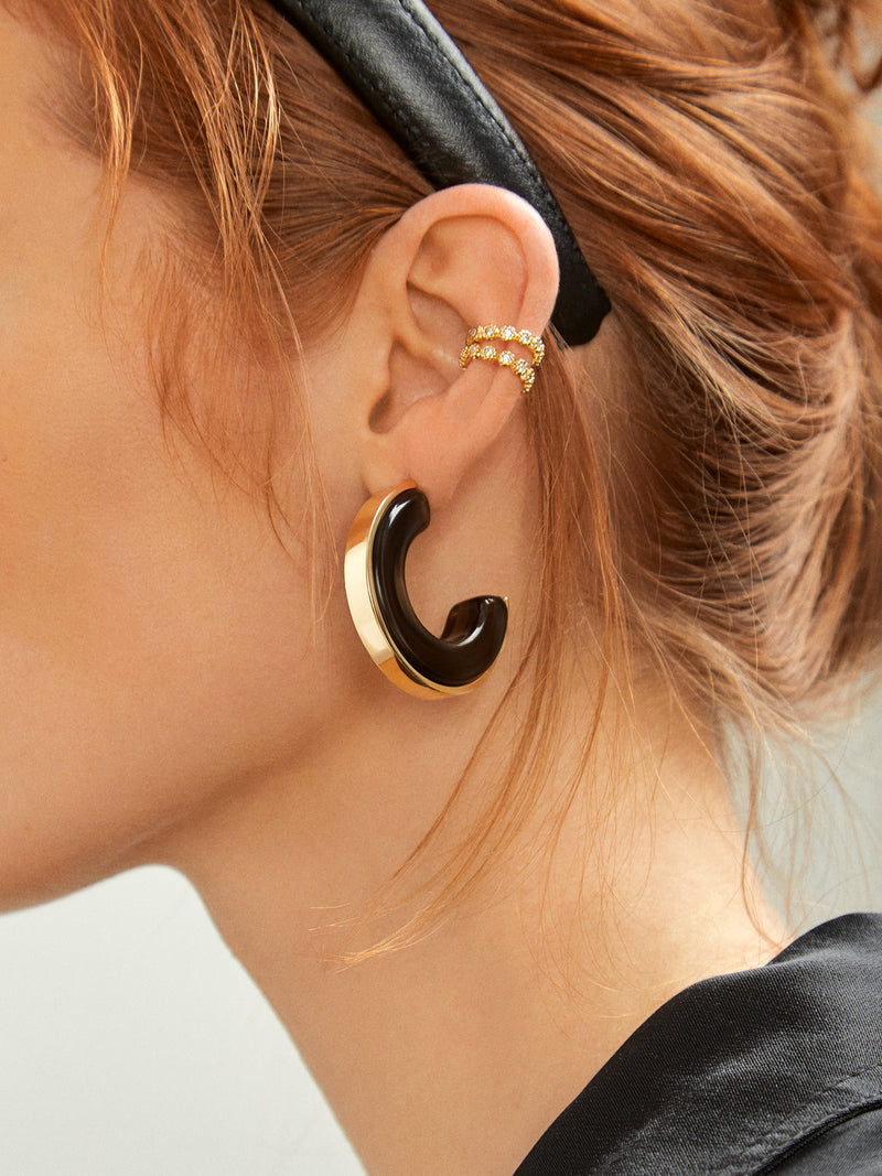 BaubleBar Black - 
    Gold and resin hoop earrings
  
