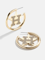 BaubleBar MLB Gold Logo Hoops - Houston Astros - MLB hoop earrings