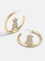 BaubleBar MLB Gold Logo Hoops - Los Angeles Angels - MLB hoop earrings