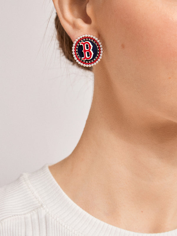 MLB Statement Stud Earrings - Boston Red Sox