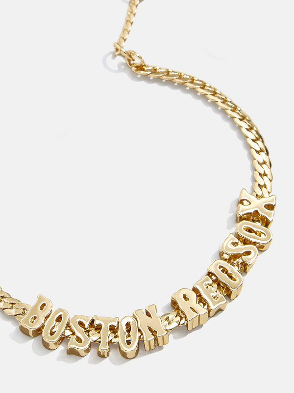 MLB Gold Curb Chain Bracelet - Boston Red Sox