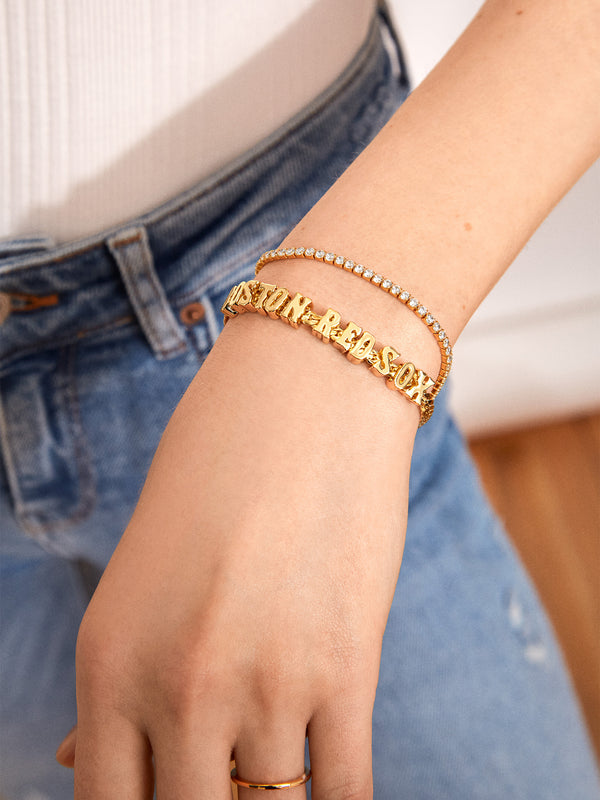 MLB Gold Curb Chain Bracelet - Boston Red Sox