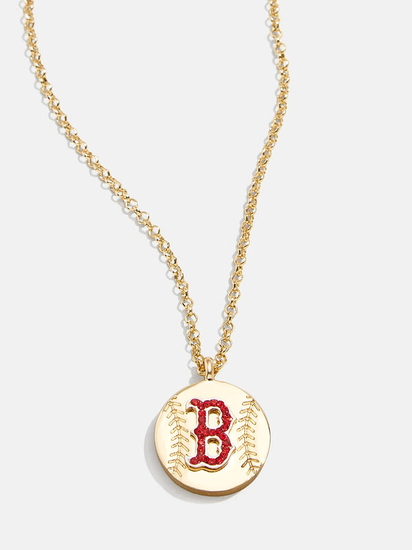 MLB Gold Baseball Charm Necklace - Boston Red Sox