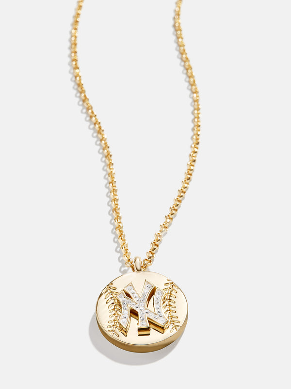 MLB Gold Baseball Charm Necklace - New York Yankees