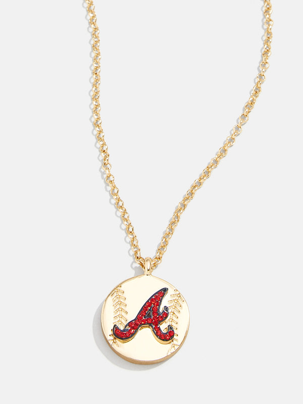 MLB Gold Baseball Charm Necklace - Atlanta Braves