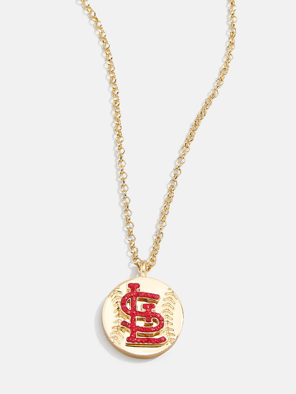 MLB Gold Baseball Charm Necklace - St. Louis Cardinals