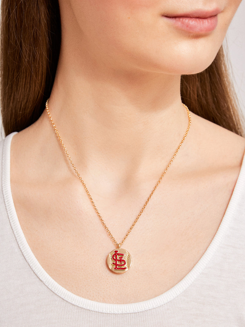 MLB Gold Baseball Charm Necklace - St. Louis Cardinals – It's