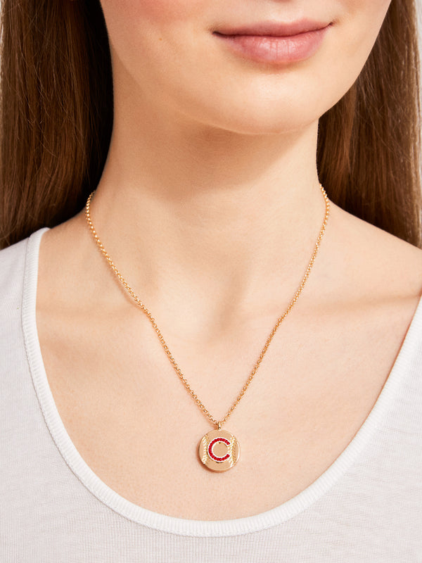 MLB Gold Baseball Charm Necklace - Chicago Cubs