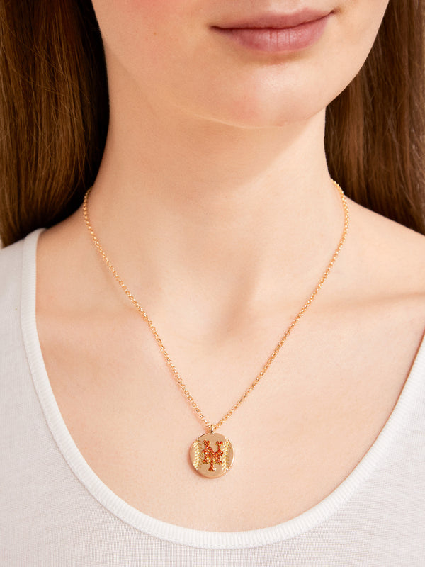 MLB Gold Baseball Charm Necklace - New York Mets