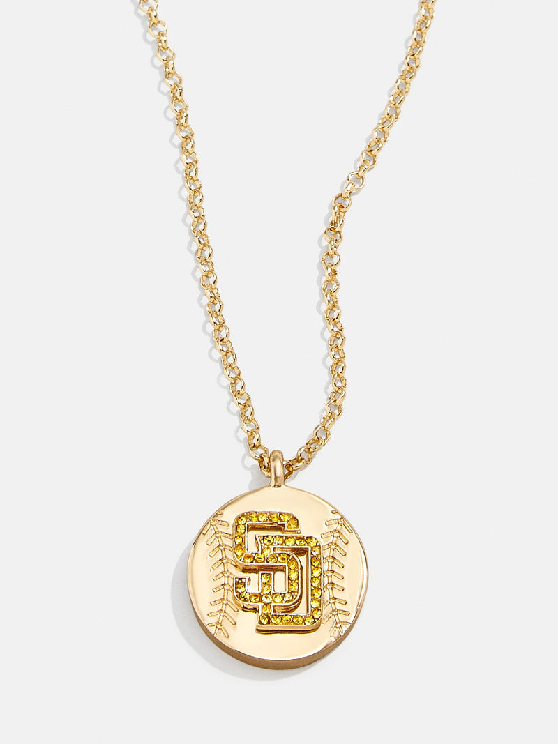 BaubleBar MLB Gold Baseball Charm Necklace - San Diego Padres - MLB pendant necklace