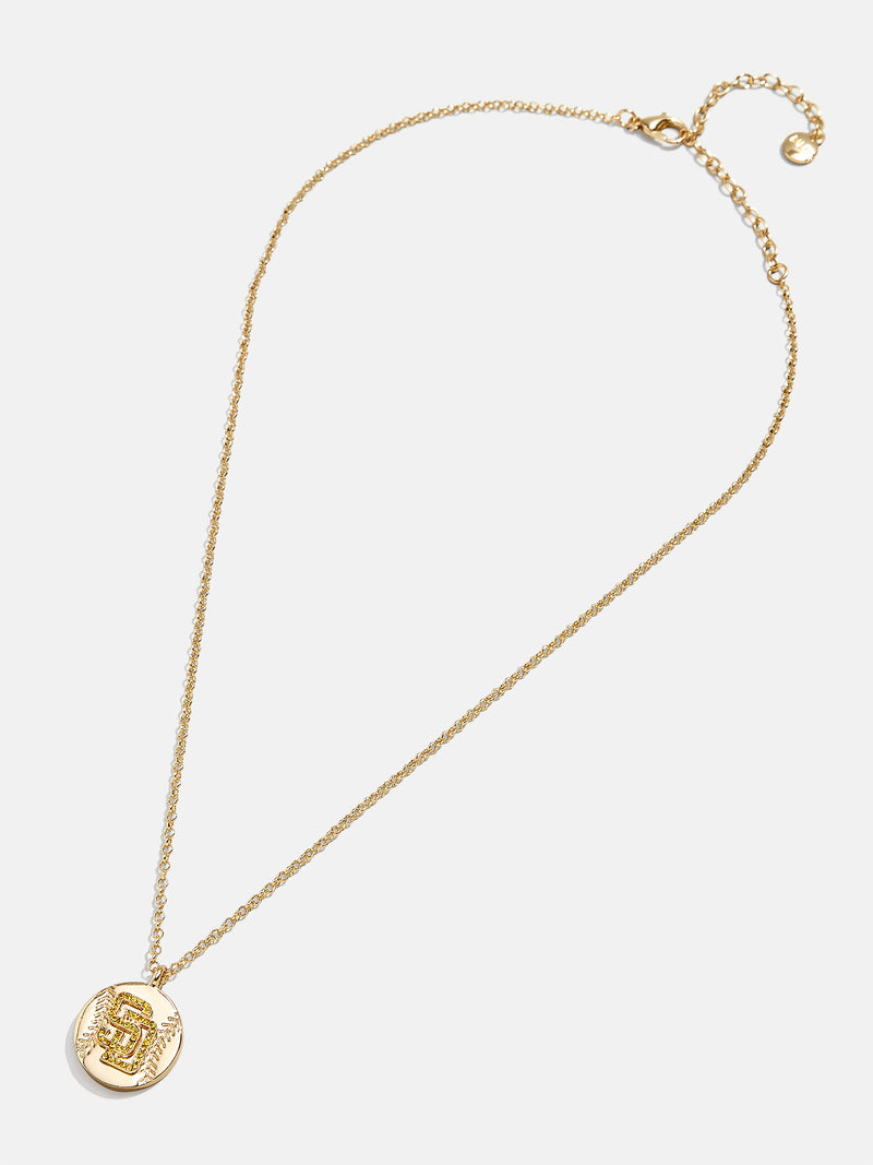 BaubleBar MLB Gold Baseball Charm Necklace - San Diego Padres - MLB pendant necklace