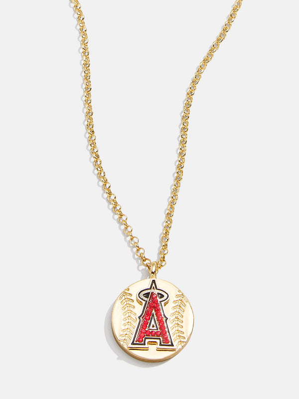 MLB Gold Baseball Charm Necklace - Los Angeles Angels