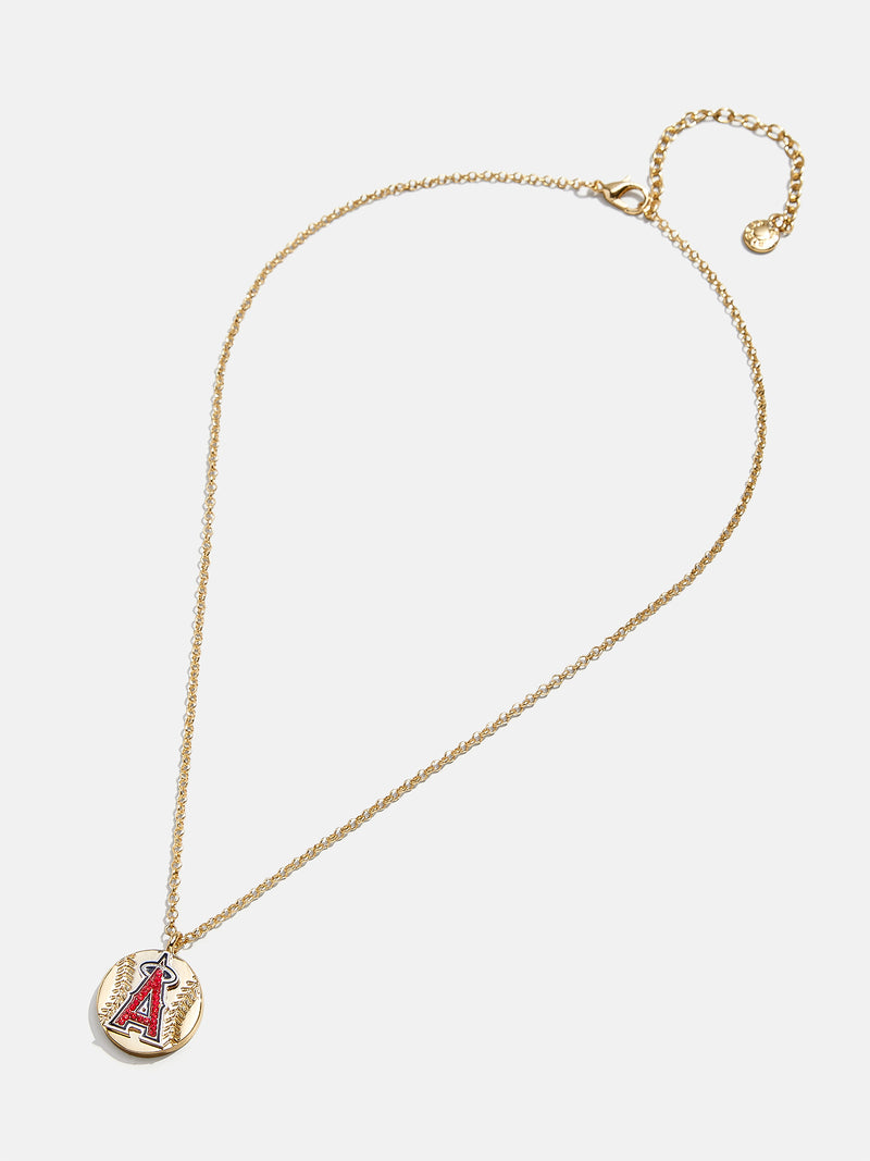 BaubleBar MLB Gold Baseball Charm Necklace - Los Angeles Angels - 
    MLB pendant necklace
  

