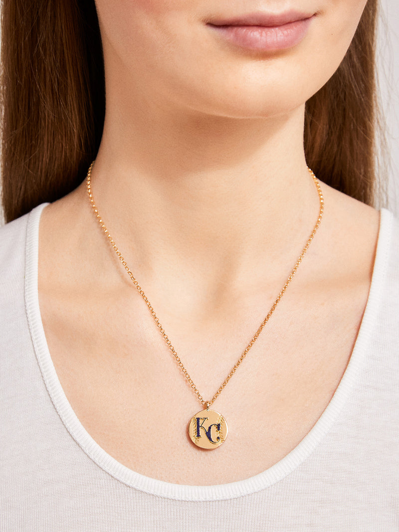 BaubleBar MLB Gold Baseball Charm Necklace - Kansas City Royals - MLB pendant necklace