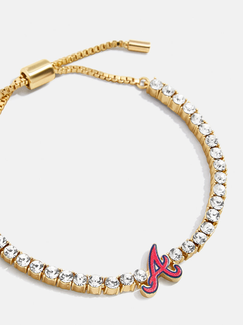 BaubleBar MLB Gold Tennis Bracelet - Atlanta Braves - 
    MLB pull-tie bracelet
  
