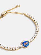 BaubleBar MLB Gold Tennis Bracelet - New York Mets - MLB pull-tie bracelet